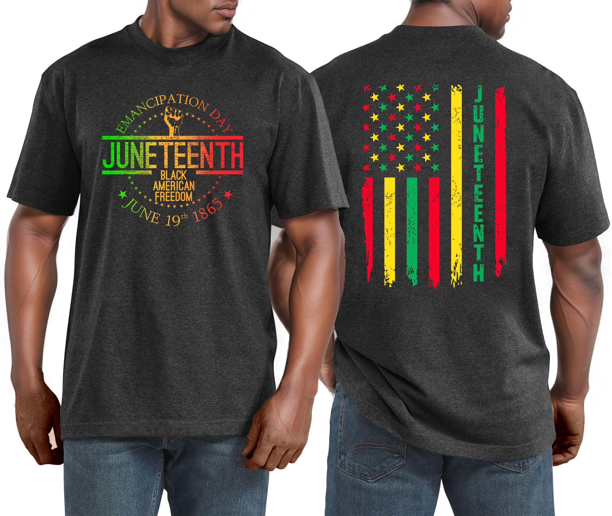 HQP Juneteenth Shirt for Men African American Freendom T-Shirt Black History Month Short Sleeve 1865 Tee Tops
