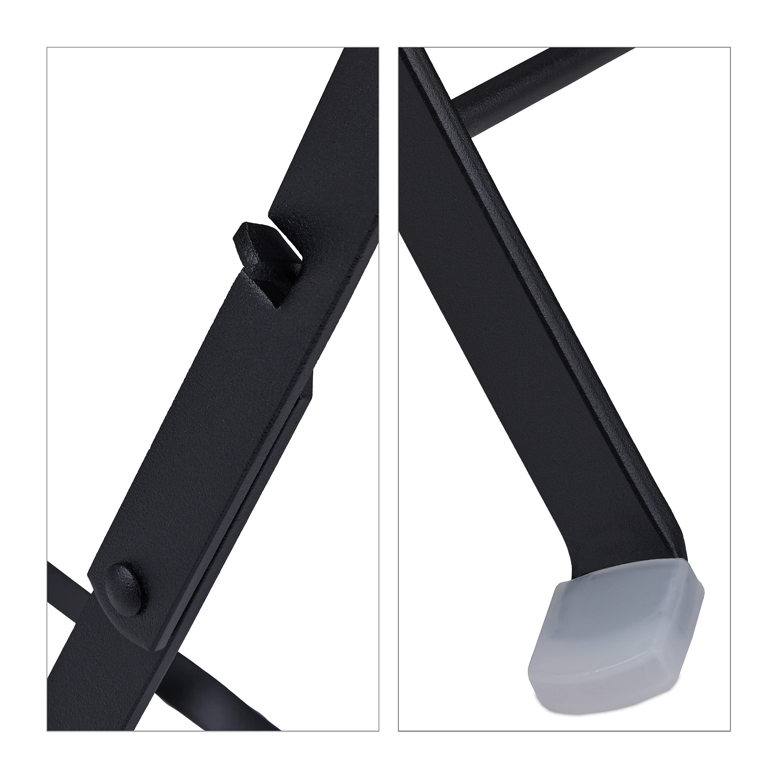 Relaxdays Tavolino da Balcone Pieghevole, Tavolo Rotondo con Foro per Ombrellone, in Acciaio, HxD: 71,5x60,5 cm, Nero