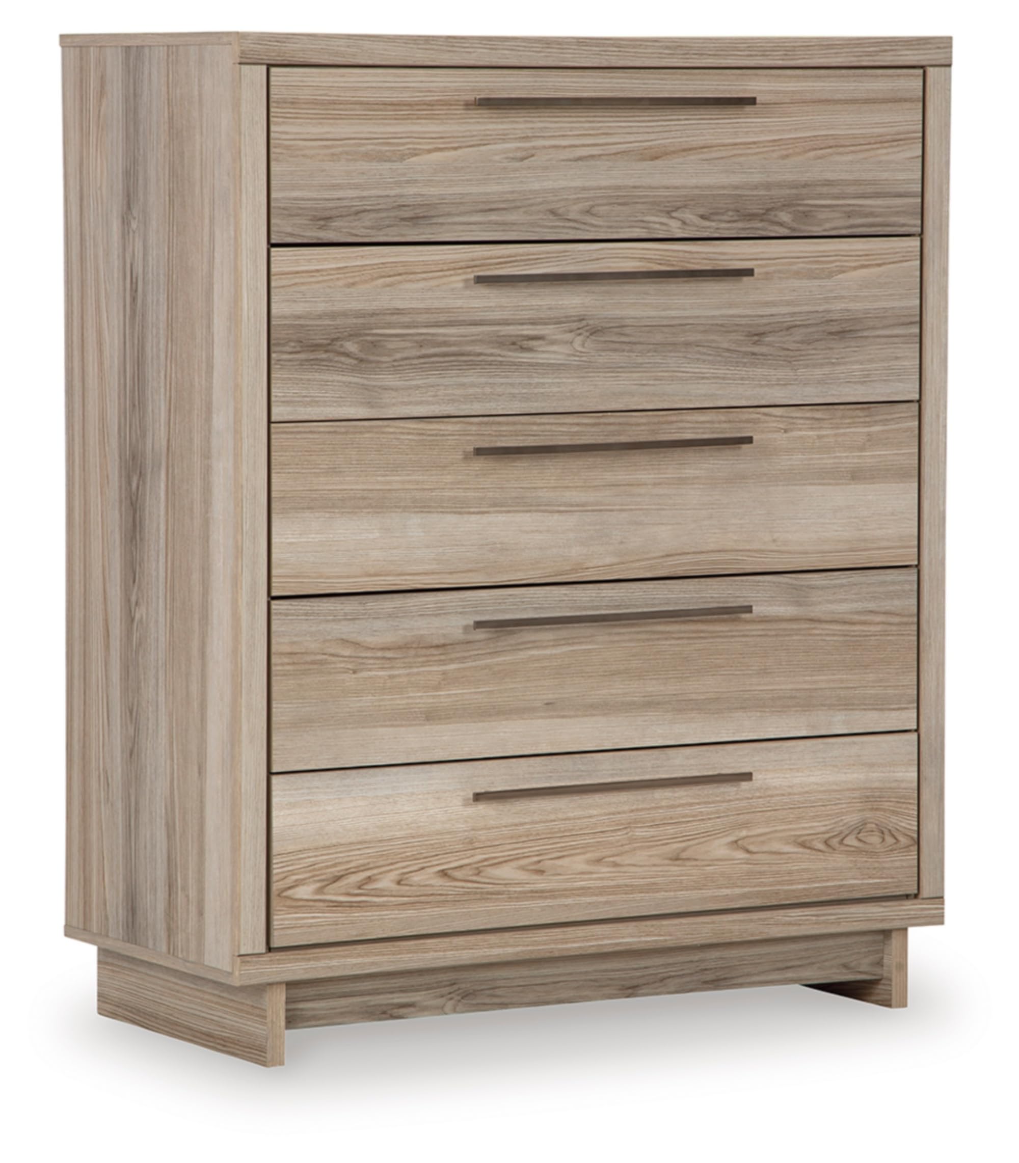 Signature Design by Ashley Hasbrick Casual 5 Drawer Wide Chest with Safety Stop, Light Brown