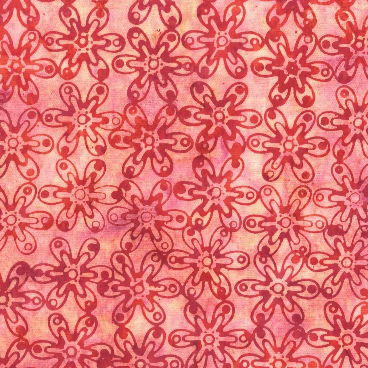 Anthology Batiks Jacqueline De Jonge Melody Daisy Emblems Peach Fabric by the Yard