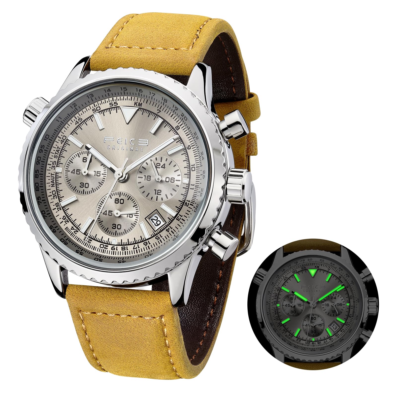 FEICEFEICE FK814 New Multi-Functional Men's Watch Square Large Dial Trendy Fashion Digital & Analog Quartz Watch