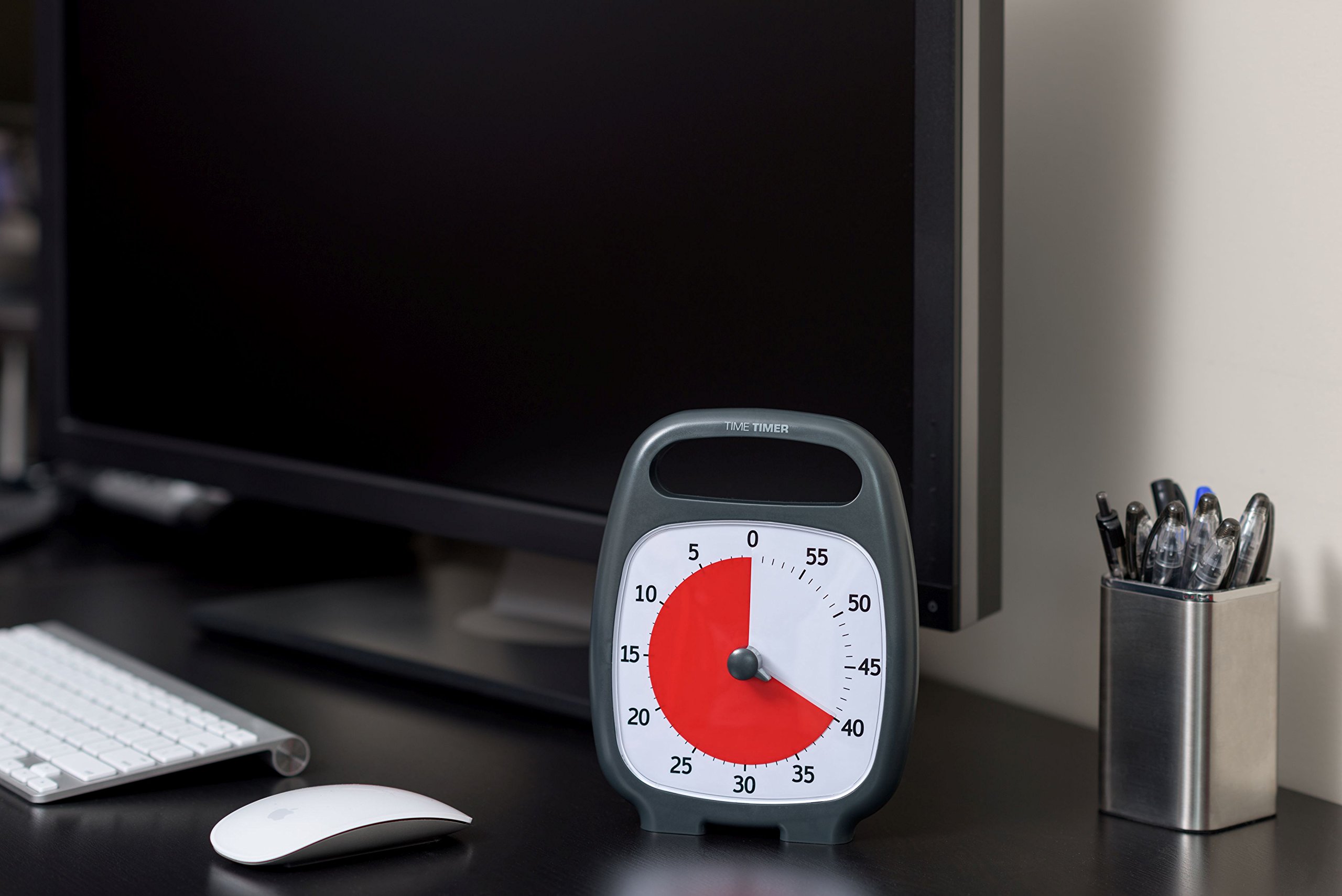 Time Timer Plus 60 min-Black-Uhr für Zeitverwaltung, Zeitmanagement geeignet für Büro, Klassenzimmer, zu Hause, Kinder mit (Kinder mit ADHS, ADD, Autismus, Asperger-Syndrom) inkl. 1x Haftnotiz-Zettel