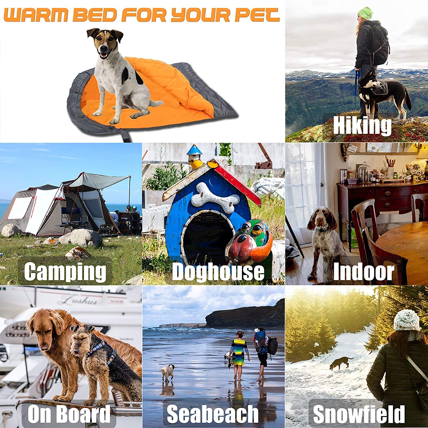 OROOTL Saco de Dormir para Perro Cama Portátil para Perros Estera de Viaje al Aire Libre Impermeable Cálido Almohadilla para Dormir Cachorros para Senderismo Camping