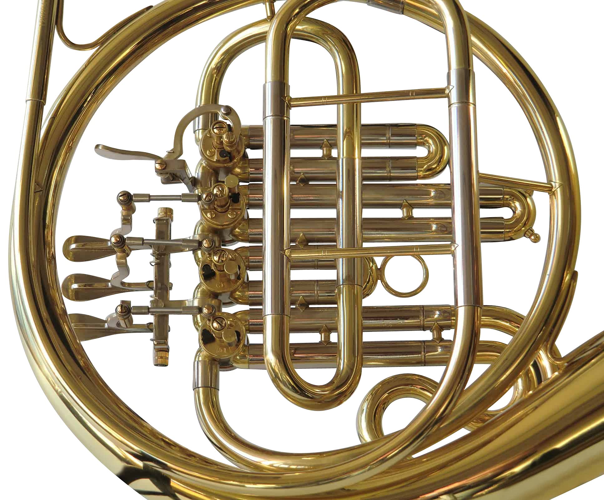 Cuerno de Caza/Trompa Francesa en Bb, Oro/Plata, incluido estuche rígido de lujo y accesorios para cuerno