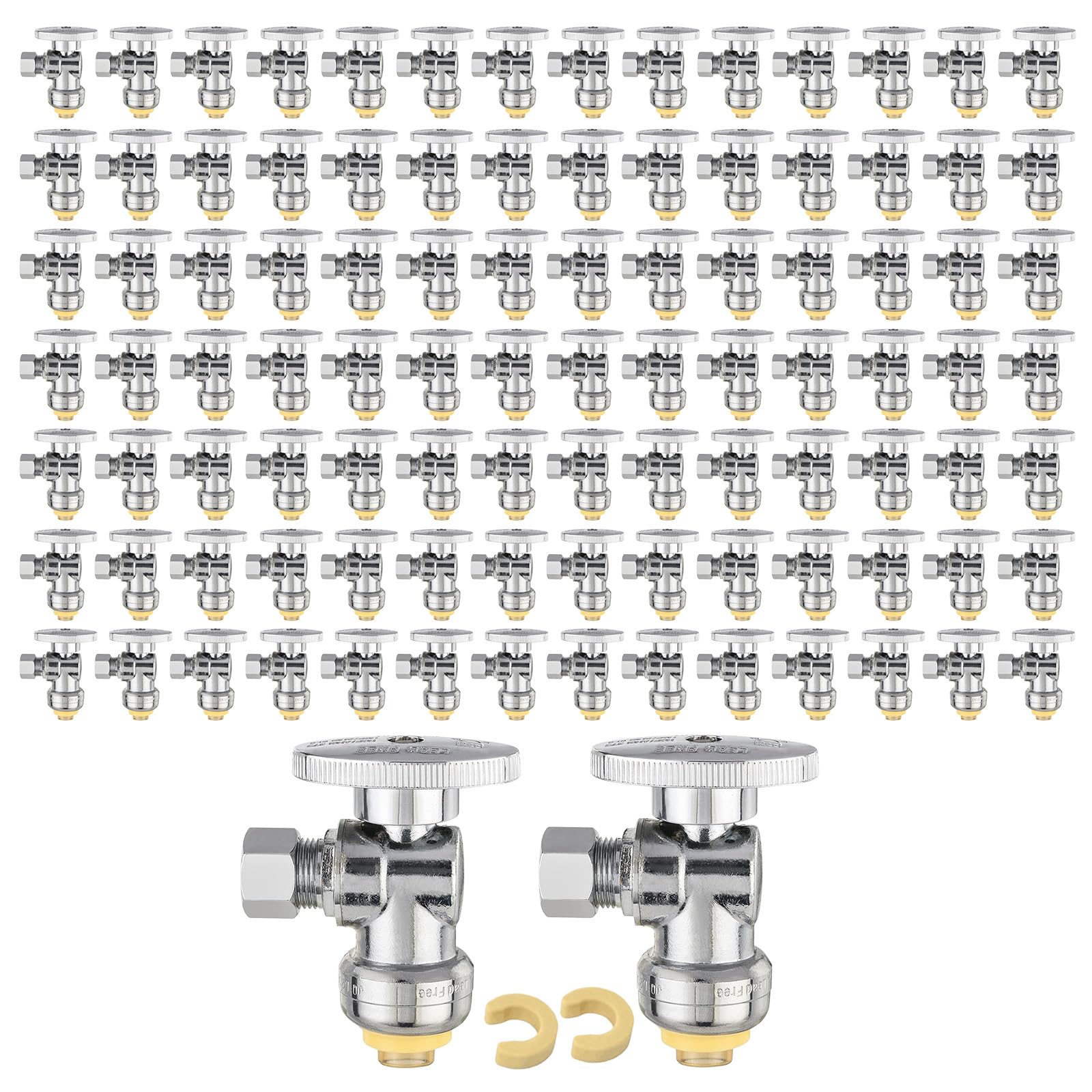100Pcs EFIELD 1/2"Push x 3/8"OD Push-Fit Angle Stop Valve(PF-VALVE028-100)