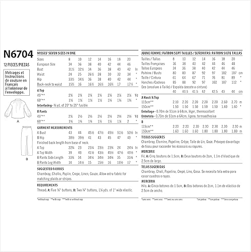 Miniatura 2 de New Look Kit de patrones de costura para pantalones y tops de señoritas, código N6704. Tallas 8-10-12-14-16-18-20