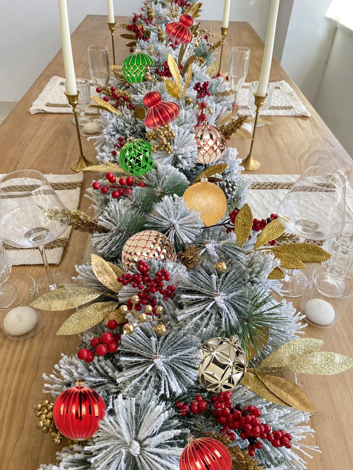 Weihnachtskugel-Ornament-Set, 10,2 cm, groß, bruchsicher, Kunststoff, Christbaumkugel, hängende Ornamente für Weihnachtsbaum, Hochzeit, Party, Urlaub, Dekorationen, Rot, Grün, Gold, 12 Stück
