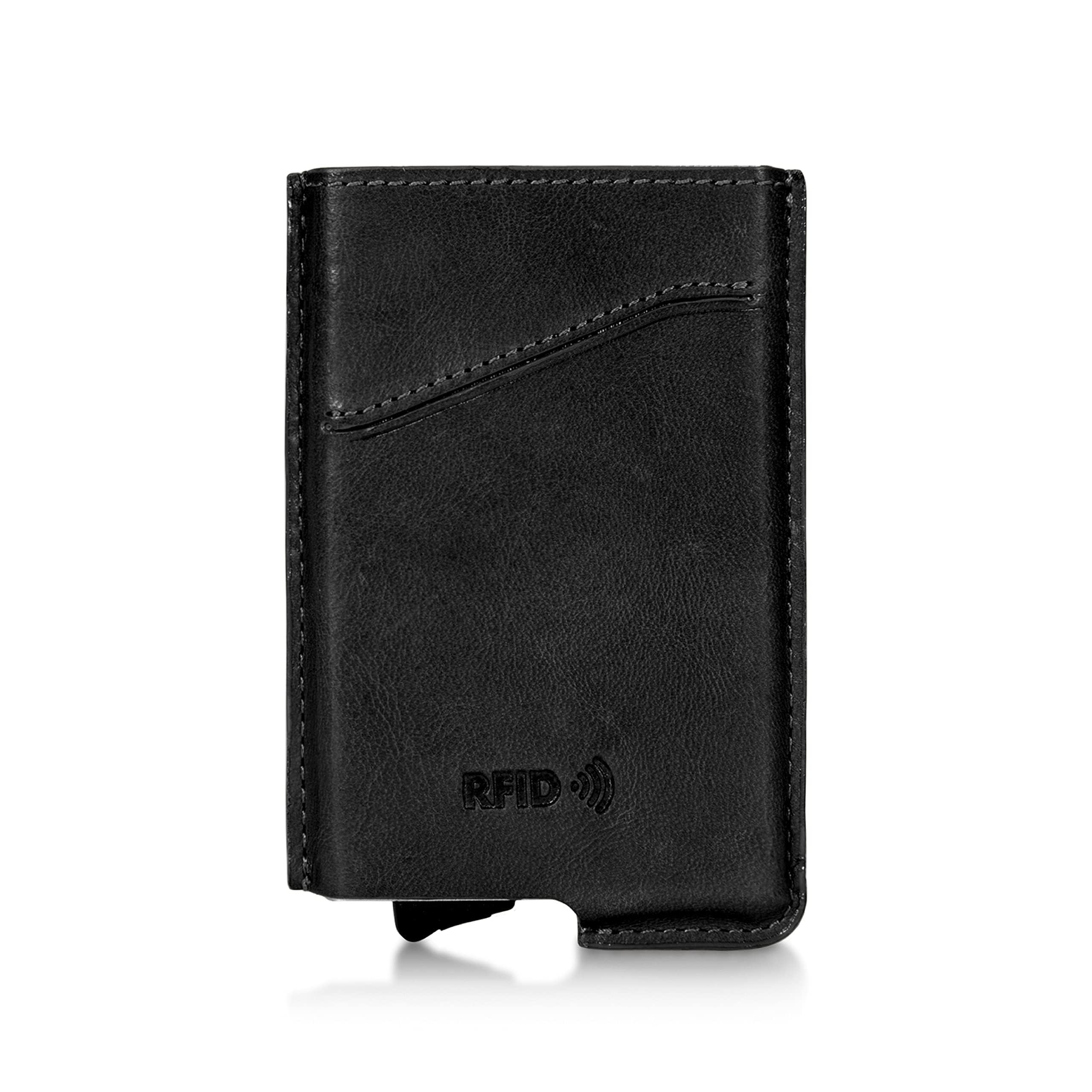 Tony Perotti Men's Italian Leather Quick Access - Ultra Slim RFID Wallet With Pop-Up Card Slider & Card Sleeve - Eco-Friendly Vegetable-Tanned Full Grain