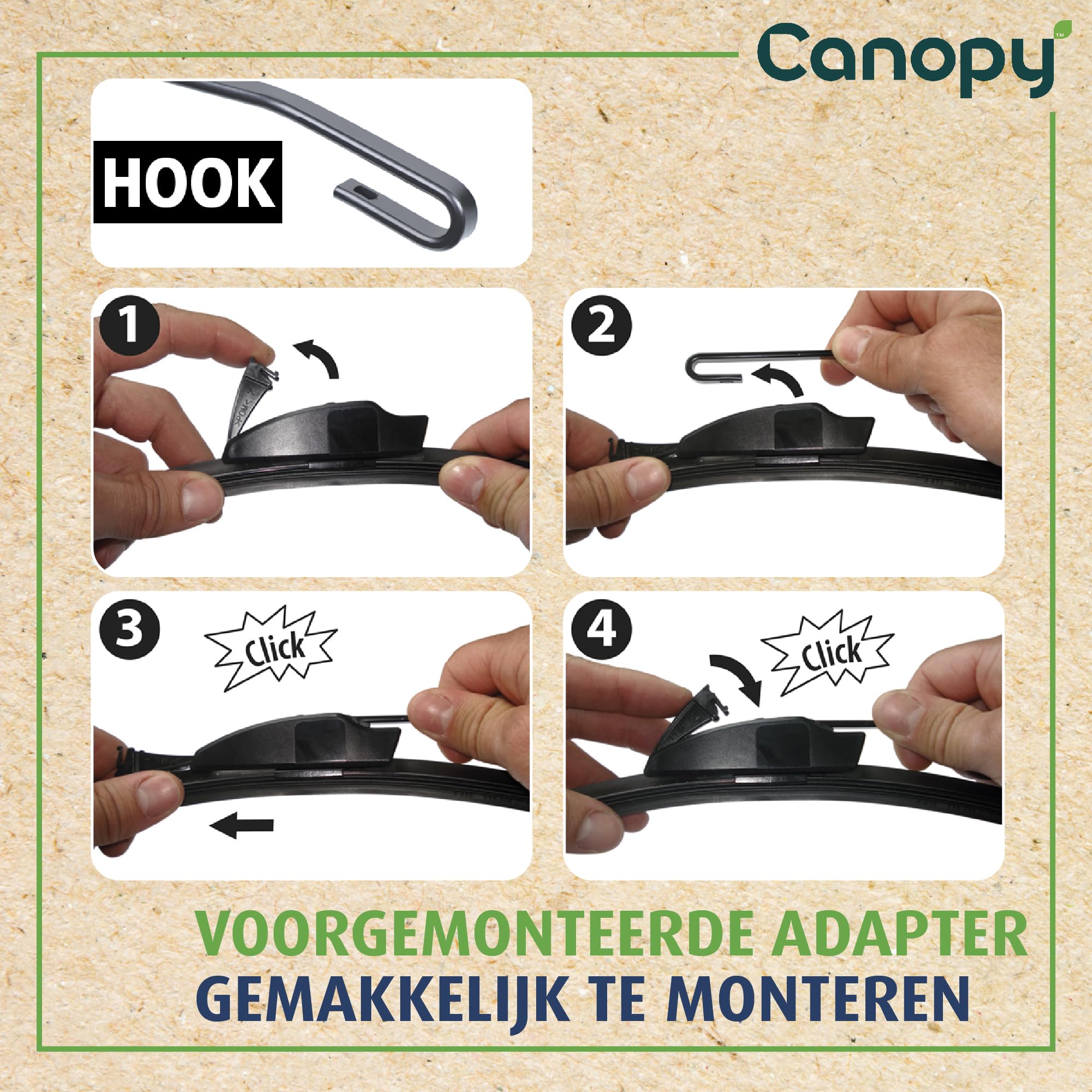 VALEO CANOPY - CAN36 - Flatblade Gemaakt Op Basis Van Natuurlijke En Gerecyclede Materialen - Voorzijde - Lengte: 450mm (Verpakking x1