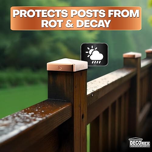 Miniatura 7 de Tapa de poste de pirámide de cobre macizo para postes de madera de 4 x 4 (3.5 x 3.5 pulgadas), cubierta de cobre real de calibre 20 de 0.031 in y