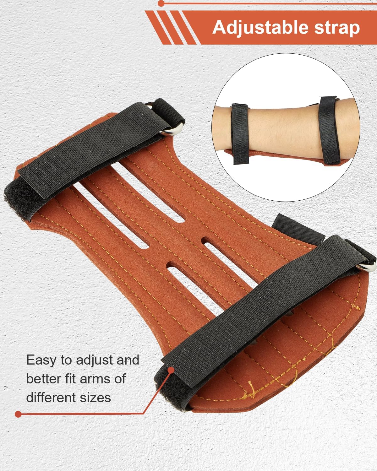 Toparchery Archery 2 Straps Arm Guard & 3 Finger Protective Gloves for Recurve Compound Long Bow Hunting Shooting Brown