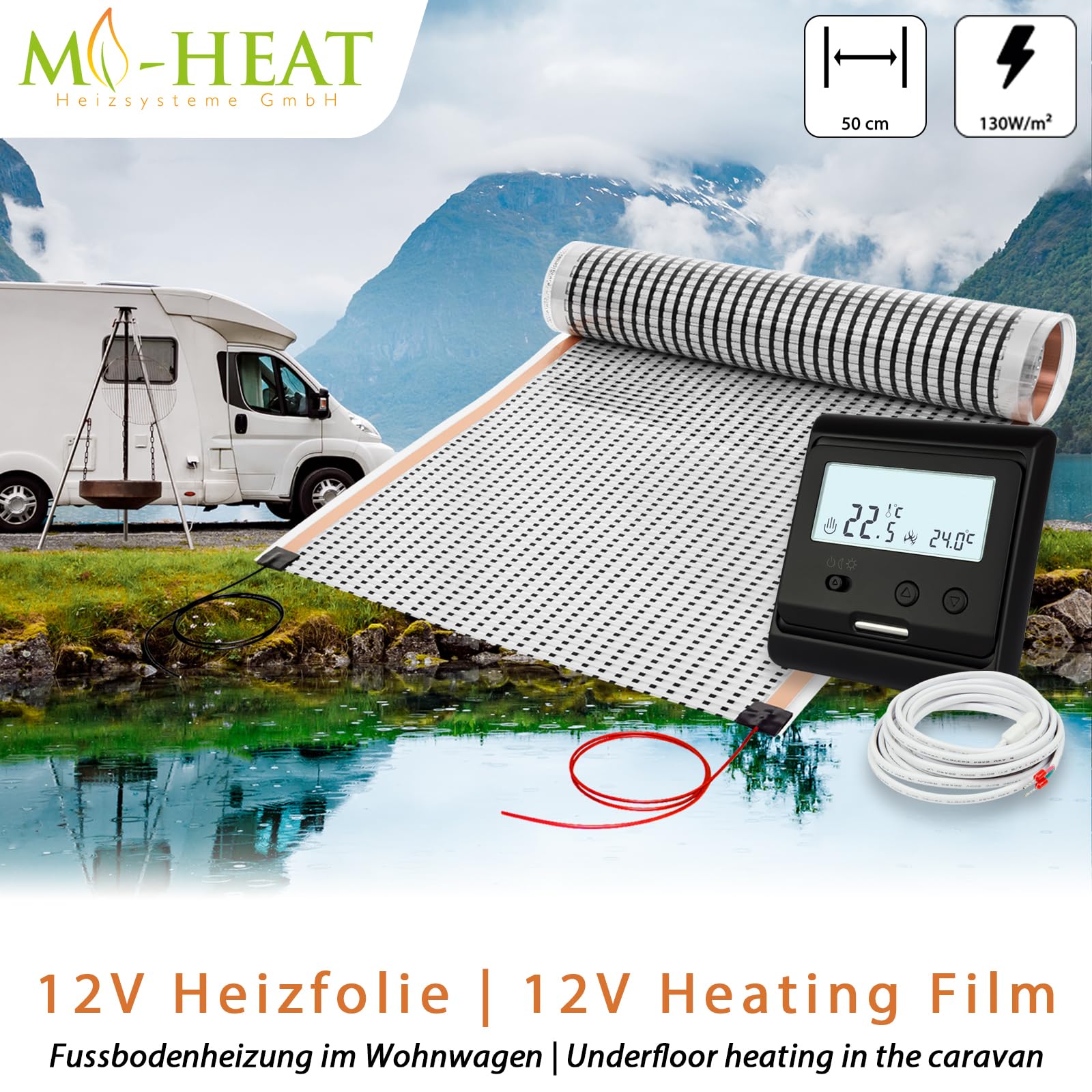12-woltowa elektryczna podłogowa ogrzewaczka 2,0 metra z termostatem do regulacji temperatury podłóg w przyczepach kempingowych, kamprach, przyczepach samochodowych, nie uważać za ogrzewanie skóry