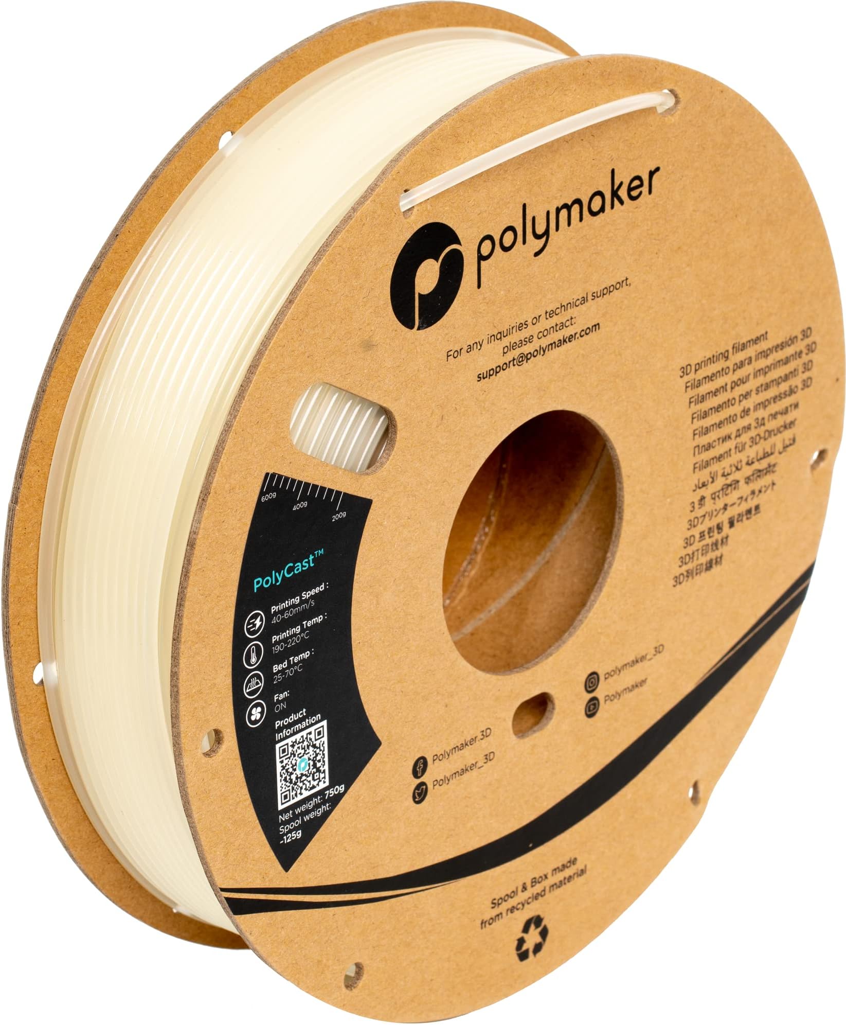 - Polymaker PolyCast Filament 1.75mm for Investment Casting 0.75kg, 3D Printing Filament for Lost Wax Investment Casting, Similar to Wax Filament for Metal Casting Plaster Cleanly Burn Out