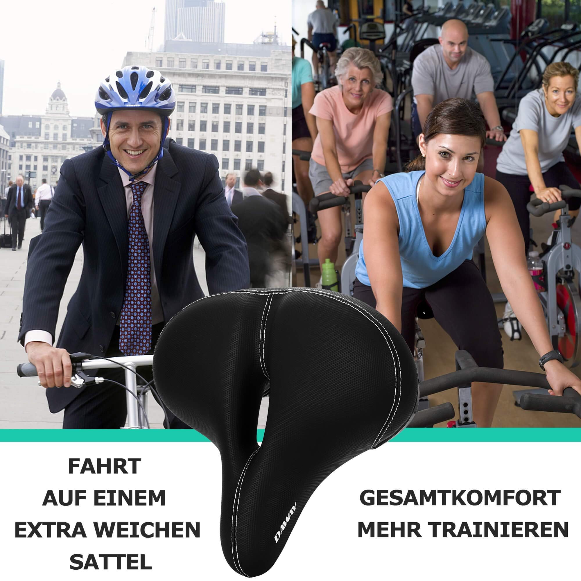 DAWAY C30, comoda sella per bicicletta oversize – extra larga, per donna, uomo, anziani, universale, ricambio per MTB, Ebike, bici da città, bici da strada, morbida schiuma imbottita