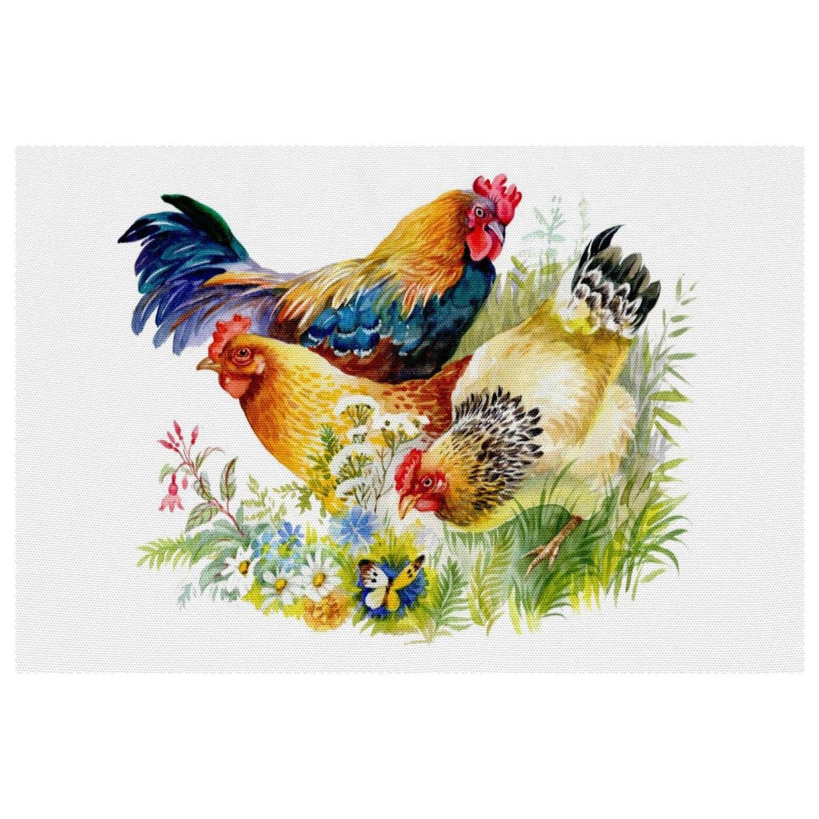 Set de table anti tache poulet lot de 6 protège table chaleur et rayures vaisselle