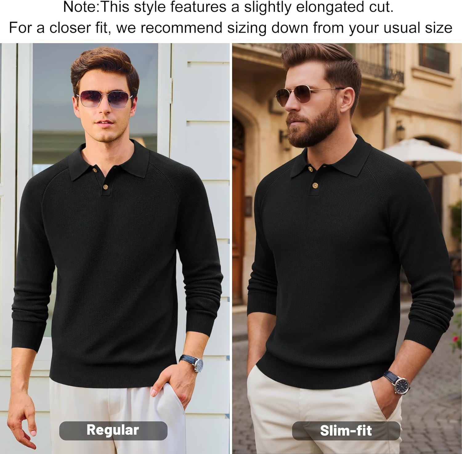 MAGNIVIT Mens Long Sleeve Knit Polo Shirts Casual Raglan Sleeve Sweater 2-Button Down Anti-Pilling Golf Shirts - Image 4