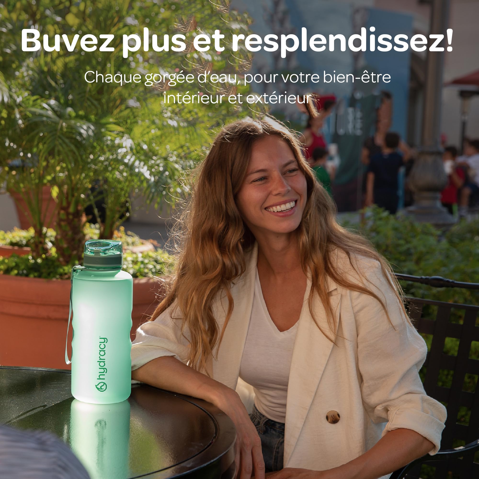 Hydracy Bouteille d'Eau 2L sans BPA avec Marqueur de Temps, Infuseur, Verrouillage Sécurisé, Housse Néoprène, Étanche, Anti-Fuite, Réutilisable, Légère