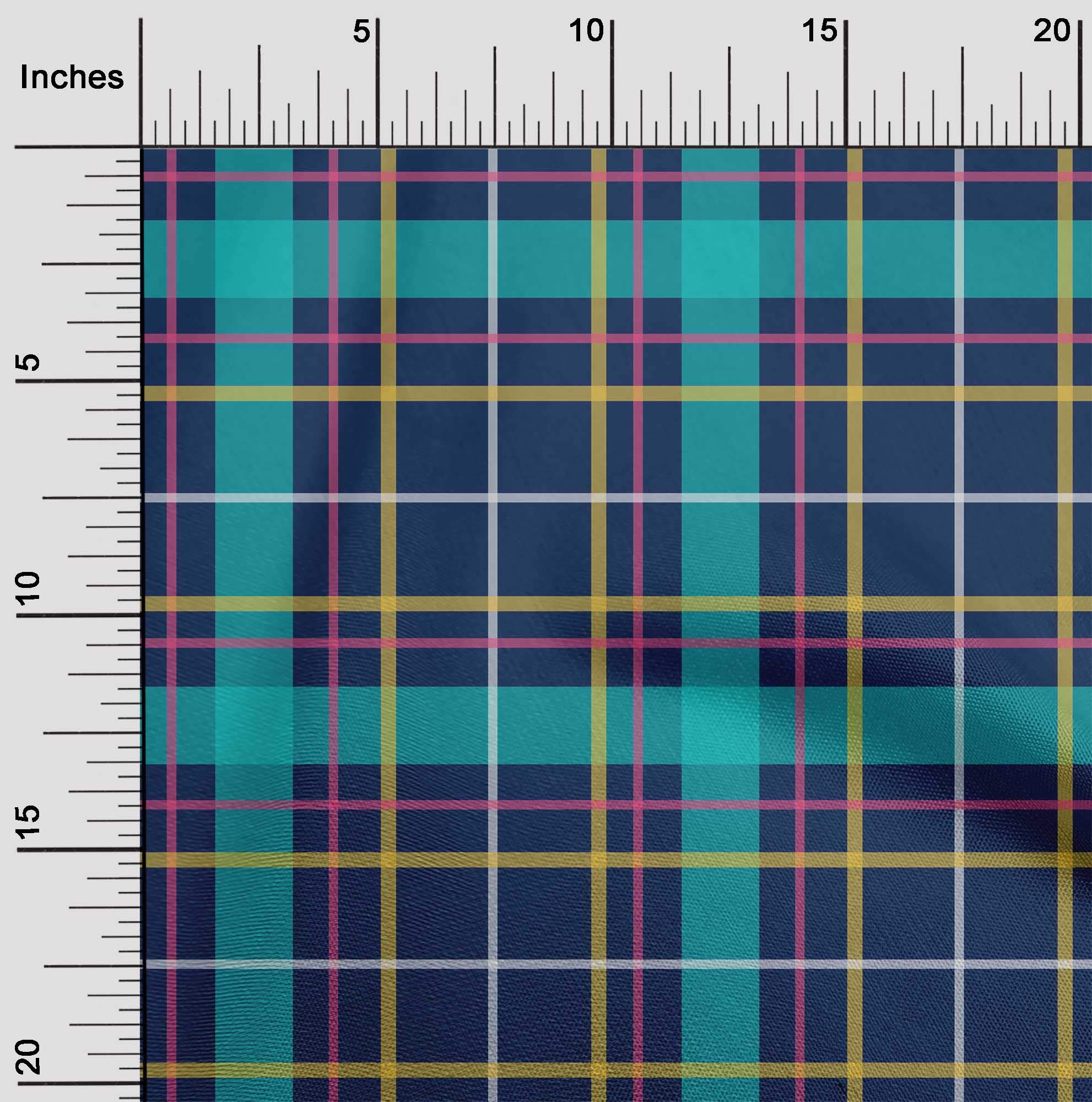 Amazon.com: oneOone Cotton Jersey Blue Fabric Madras Check Sewing