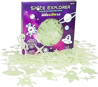 Space Glow Stars, 200-Count Glow in The Dark Stars with Bonus Moon, Supernova, Astronauts, Aliens, UFO's, Rockets, Earth, Planets, Comets, Asteroids, Shooting Stars & Spaceships