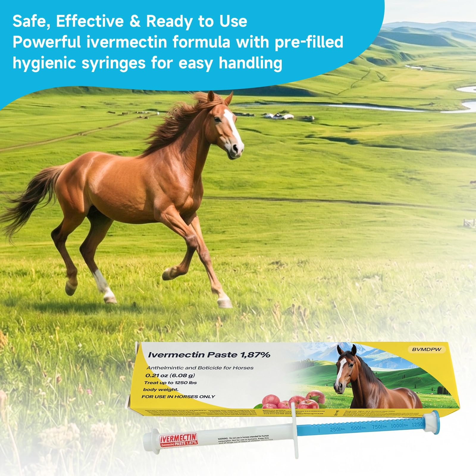 Ivermectin Horse Dewormer Paste, Apple Flavor, 0.21 oz, 6-Pack – Effective Worm Treatment for Horses — view 4