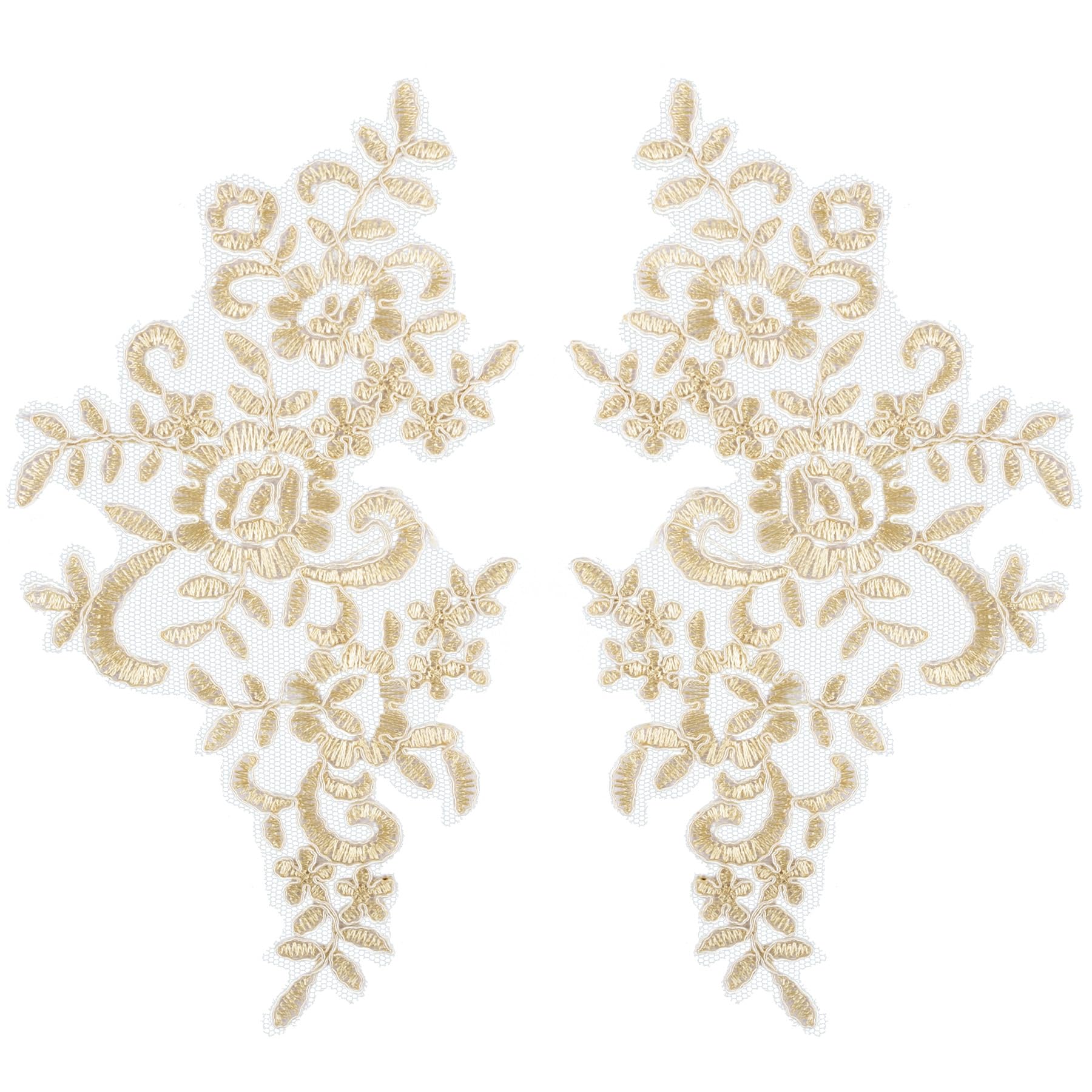 Écusson en dentelle champagne doré pour customisation haute couture