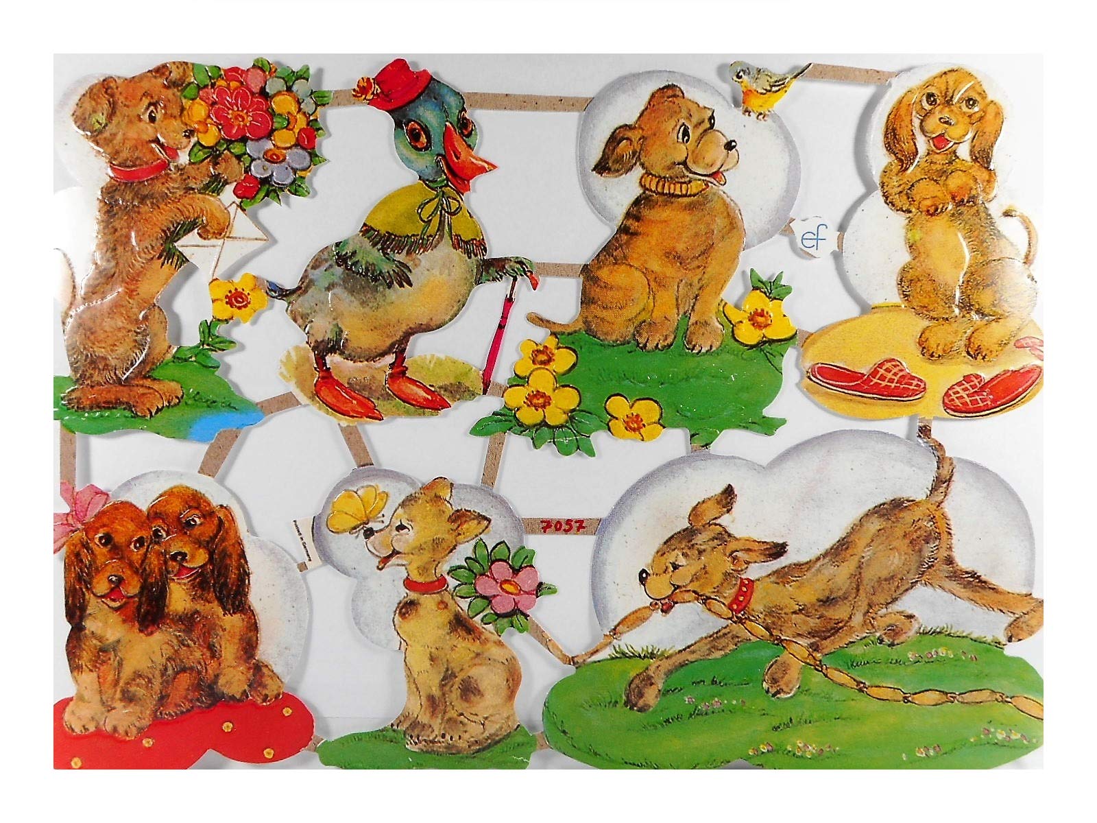 Glanzbilder EF 7056 Mit Tiermotiven – Hund, Ente, Fisch, Vogel, Blumen, 24x15cm