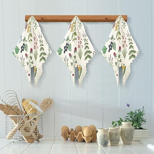 Miniatura 5 de Wild Herbs Plant Fruit Flower Cotton Decorative Microfiber Towel for Kitchen Fast Drying Set of 6 Tea Cup Kitchen Towels for Restaurant Sink