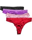 Sexy Satin Thong Panties Small to Plus Size Thongs for Women Underwear Multi Pack
