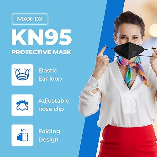 Miniatura 9 de Lyka Distribution Mascarillas KN95  Paquete de 50  Protección de 5 capas transpirable KN95  Filtración  95 con cómoda cinta elástica para las orejas