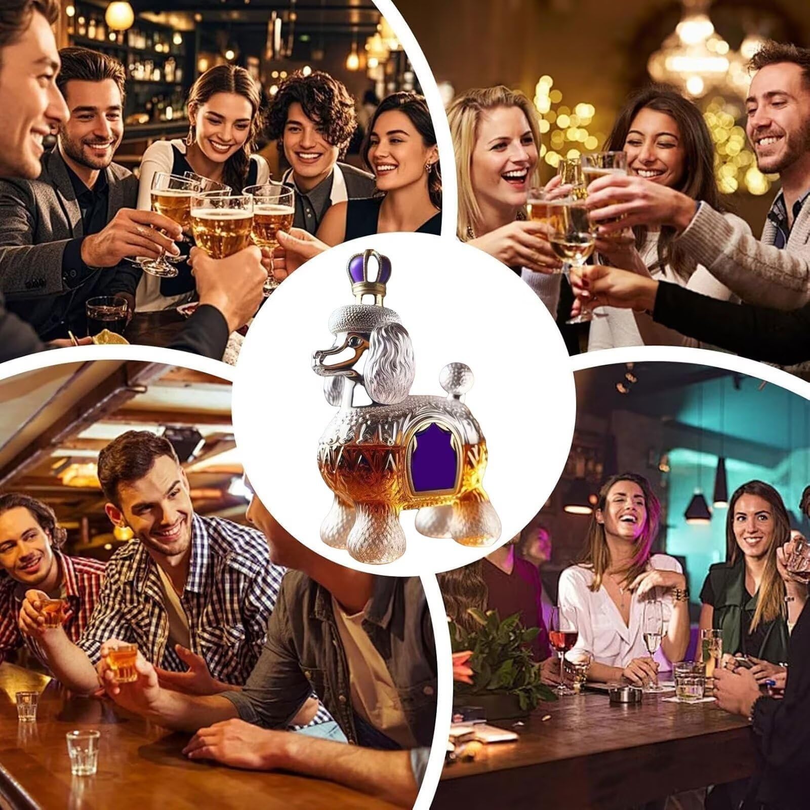 300ML Decantador Whisky Arte Escultura - Decantador De Whisky De Cristal Original, Botella De Vino Con Forma De Caniche En 3D, Regalo Decorativo Con Arte Canino, Divertida Jarra De Vino Vacía
