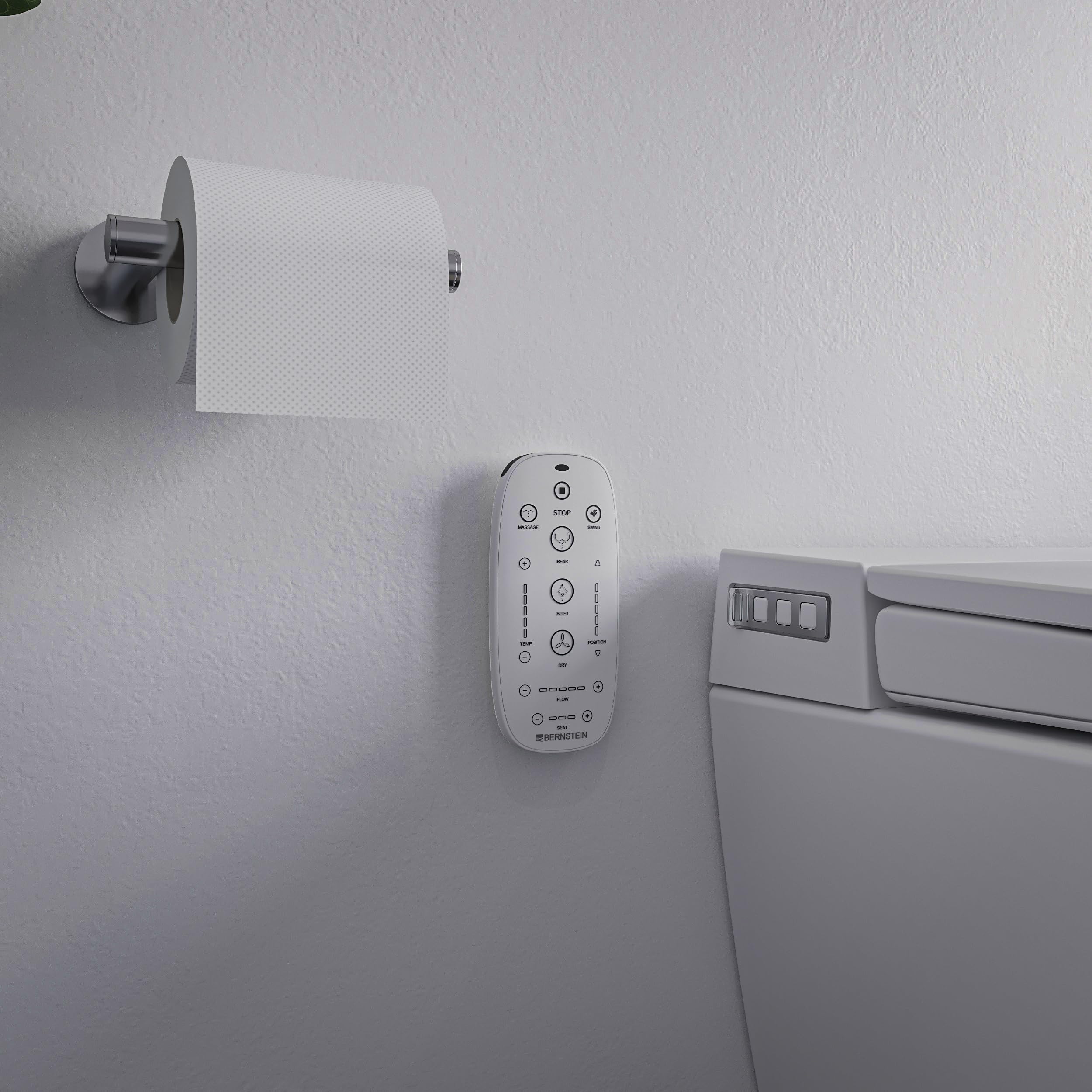 Bernstein 540 PRO Toaleta myjąca WC z funkcją bidetu - sterylizator wody, suszenie cielym powietrzem, podgrzewane siedzisko, filtr zapachów, pilot i panel boczny, bezkołnierzowa toaleta wisząca