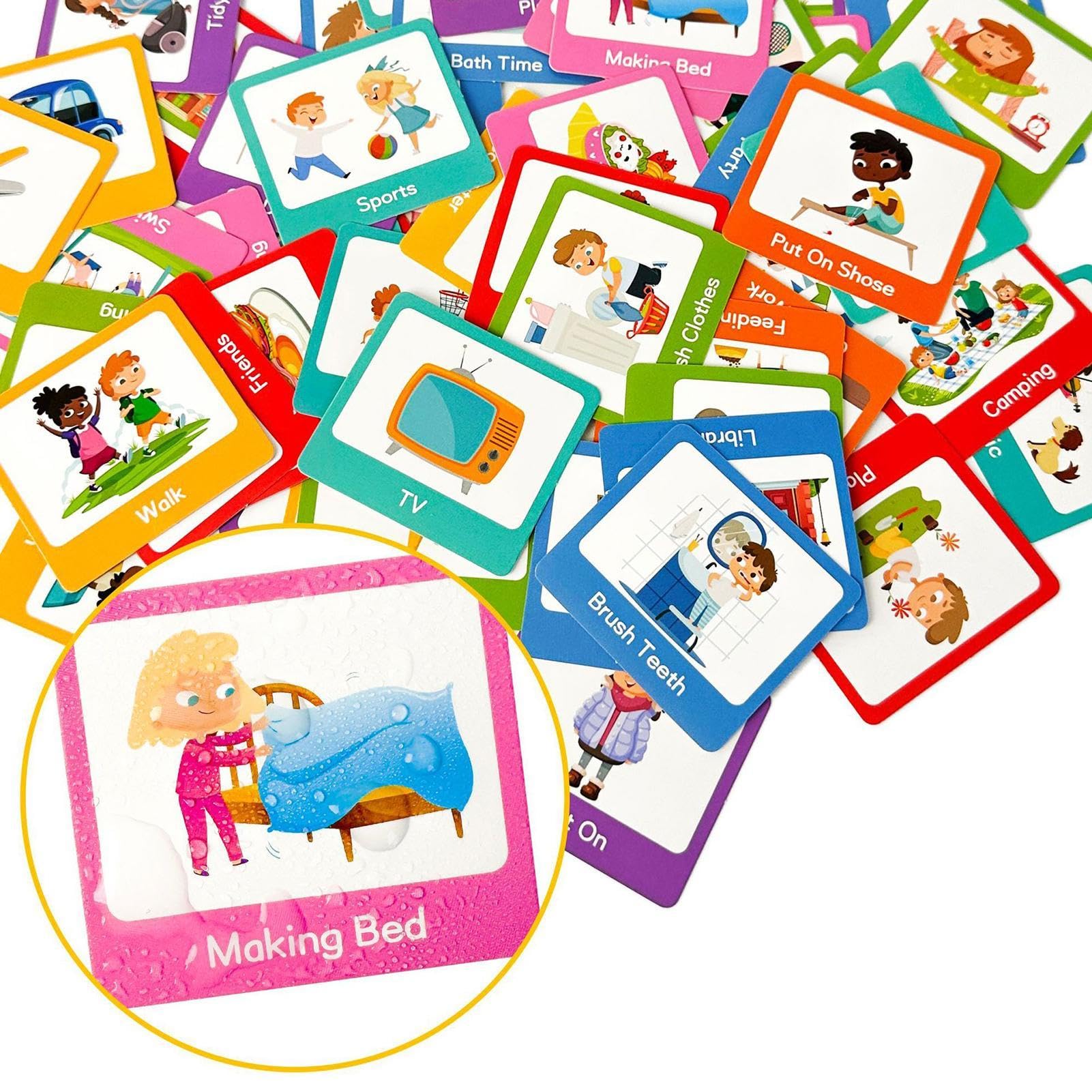 Teksome Agenda diaria para niños | Tabla de rutina para dormir | Planificador de pared con 60 tarjetas para crear buenos hábitos visuales para los niños