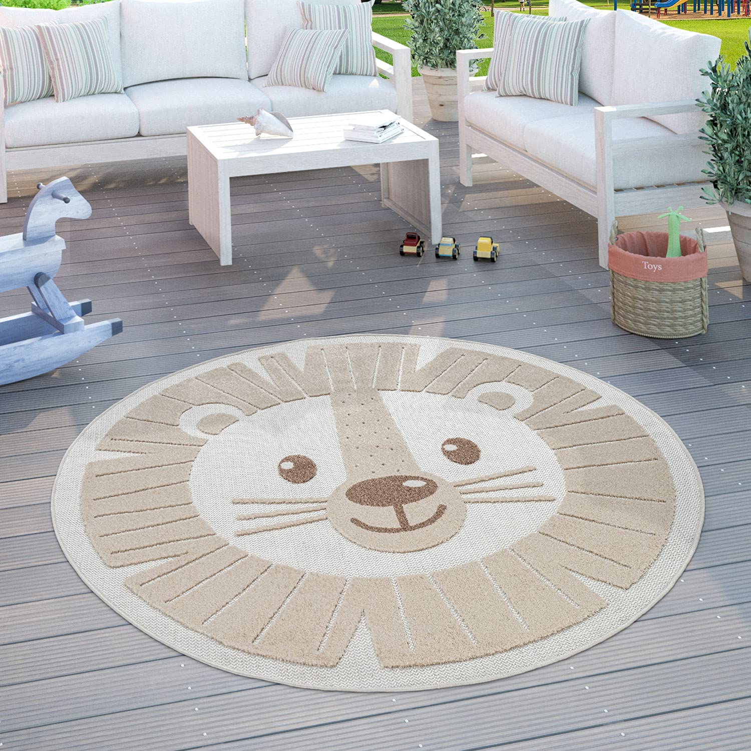 Paco Home Tapis Enfant Chambre D'enfant Extérieur Jouet Enfant Motif D'animaux Moderne 3D, Dimension:160x220 Cm, Couleur:Beige