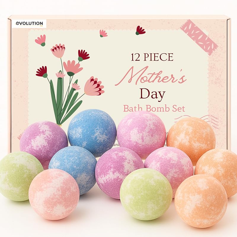EvolutionUSA Conjunto com 12 bombas de banho com fragrâncias variadas e vela surpresa