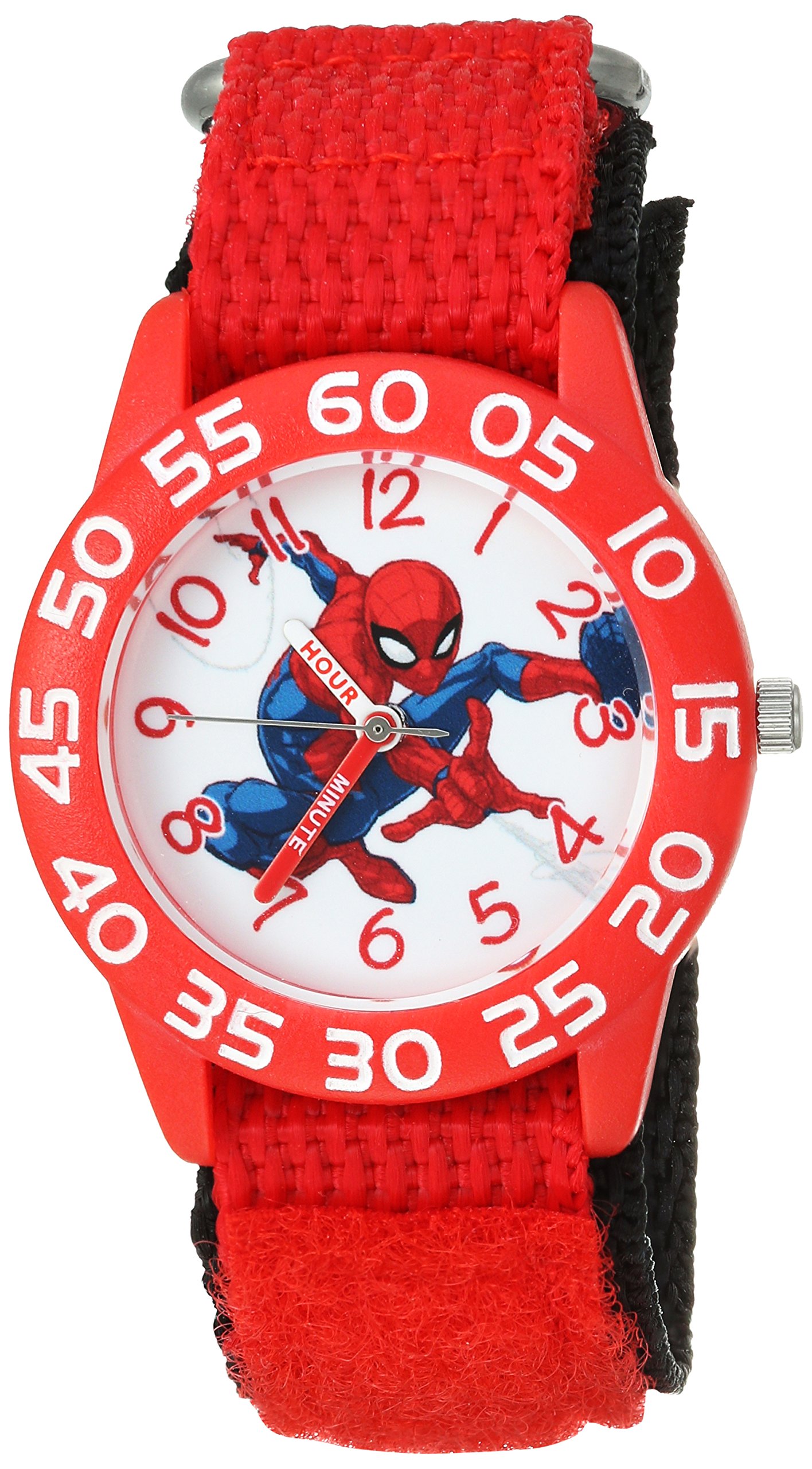 MARVEL Spider-Man Kids' Plastic Time Teacher Analog Quartz Nylon Strap Watch