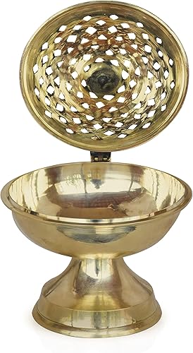 Miniatura 9 de Pure Source India Dhoop Dani de latón Soporte para Bakhoor Quemador Loban Soporte para incienso, 8 pulgadas (21.16 oz)