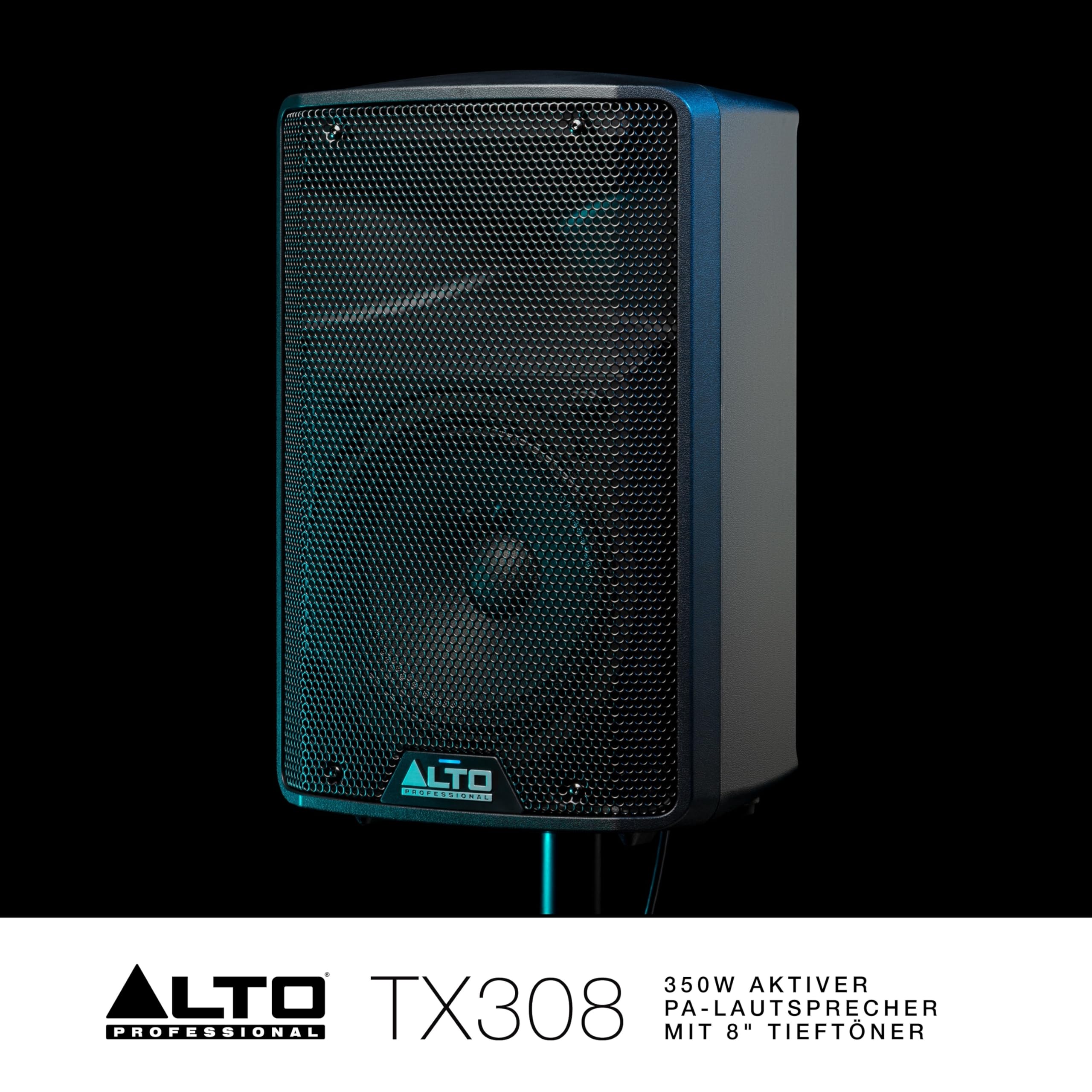 ALTO TX308-350W Aktiver PA-Lautsprecher mit 8" Tieftöner für Mobile DJs und Musiker, Kleine Auftrittsorte, Feiern und Sport-Events