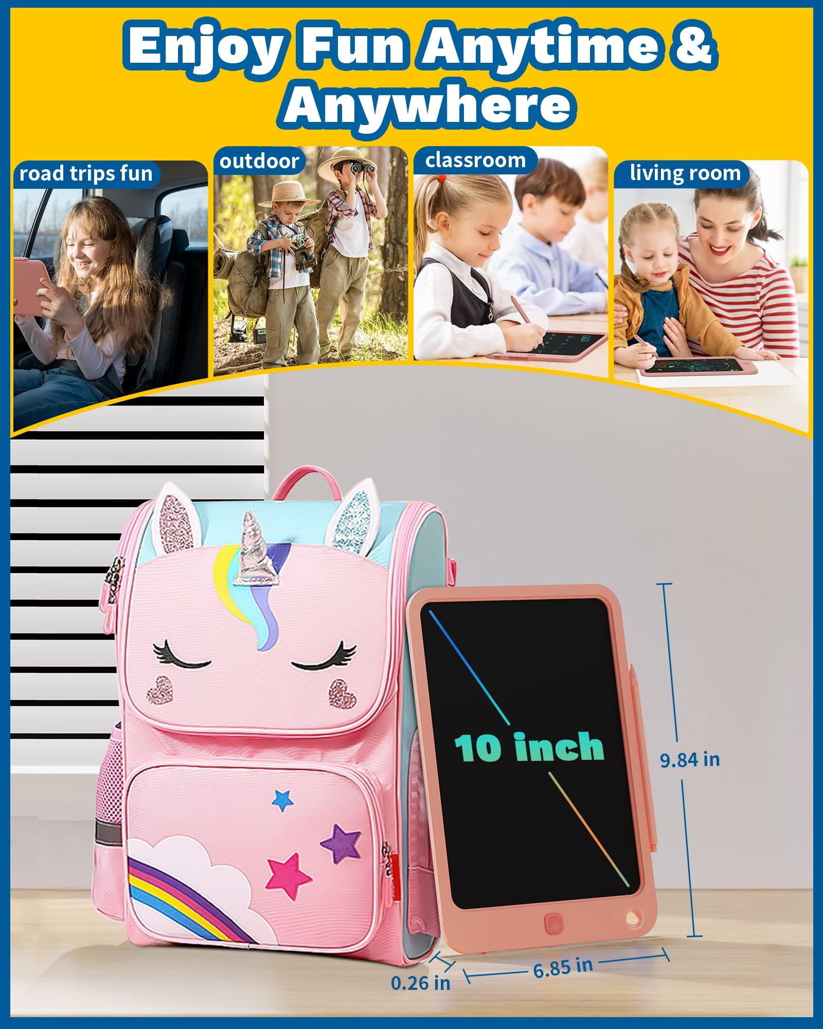 TEKFUN LCD Writing Tablet Kids Toys, 10 inch Colorful Doodle Drawing Board Drawing Tablet, Kids Travel Learning Toys Birthday & Easter Gifts for 3 4 5 6 7 8 Years Old Boys Girls (Pink) — view 4