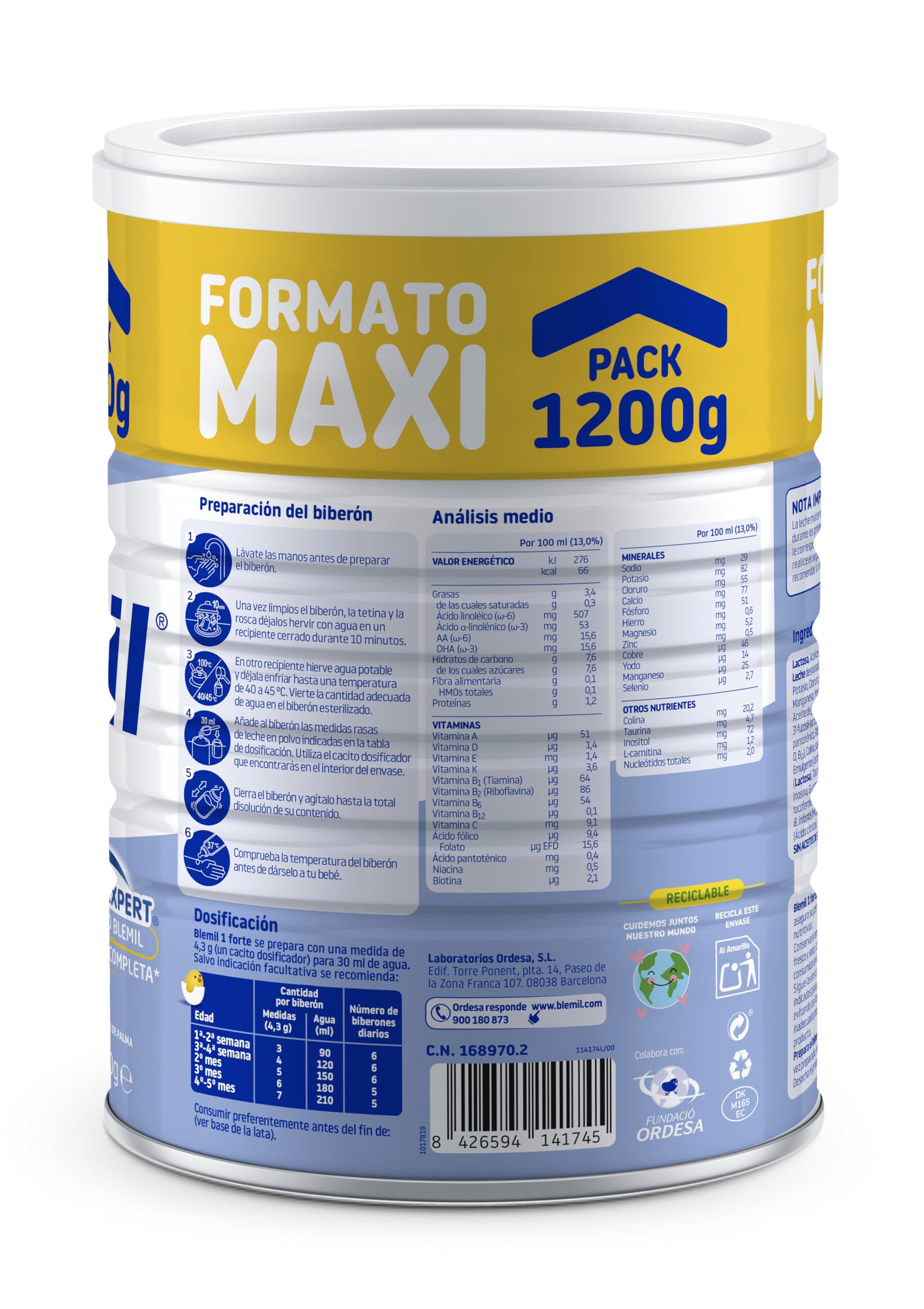 Blemil Plus 1 Forte 3PACK | 3600g | Leche de Inicio en polvo Desde el Primer Día - Formato Ahorro - Amazon Exclusive