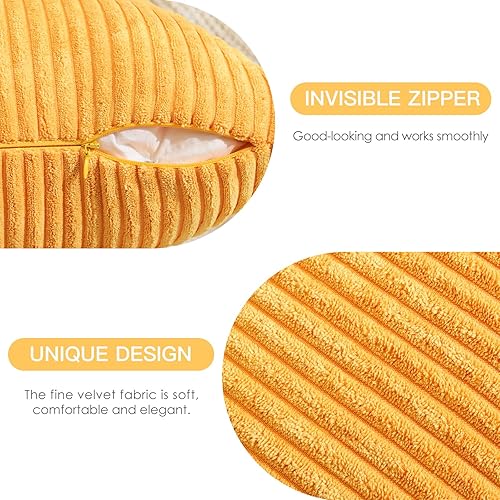 Miniatura 9 de OTOSTAR Juego de 2 fundas de almohada decorativas bohemias de pana suave de 16 x 24 pulgadas, fundas de almohada de rayas sólidas para sofá, cama,