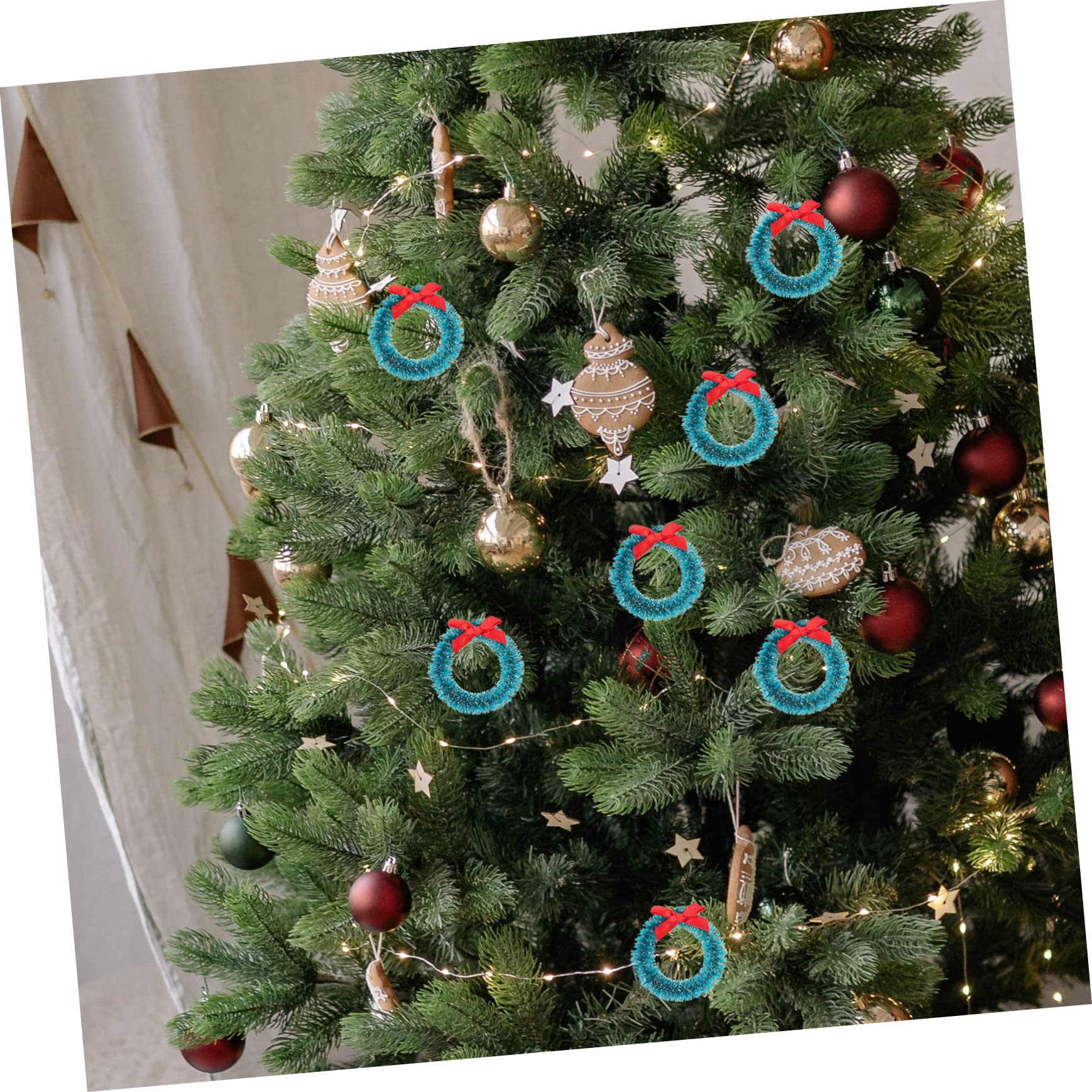 ABOOFAN 48 Pièces Guirlande de Noël guirlandes Jouets Petite Couronne de Noel Mini Maison Mini-Jouets décor Mini-Couronne couronnes de Noël Miniature Meubles Soie de sisal Naturel