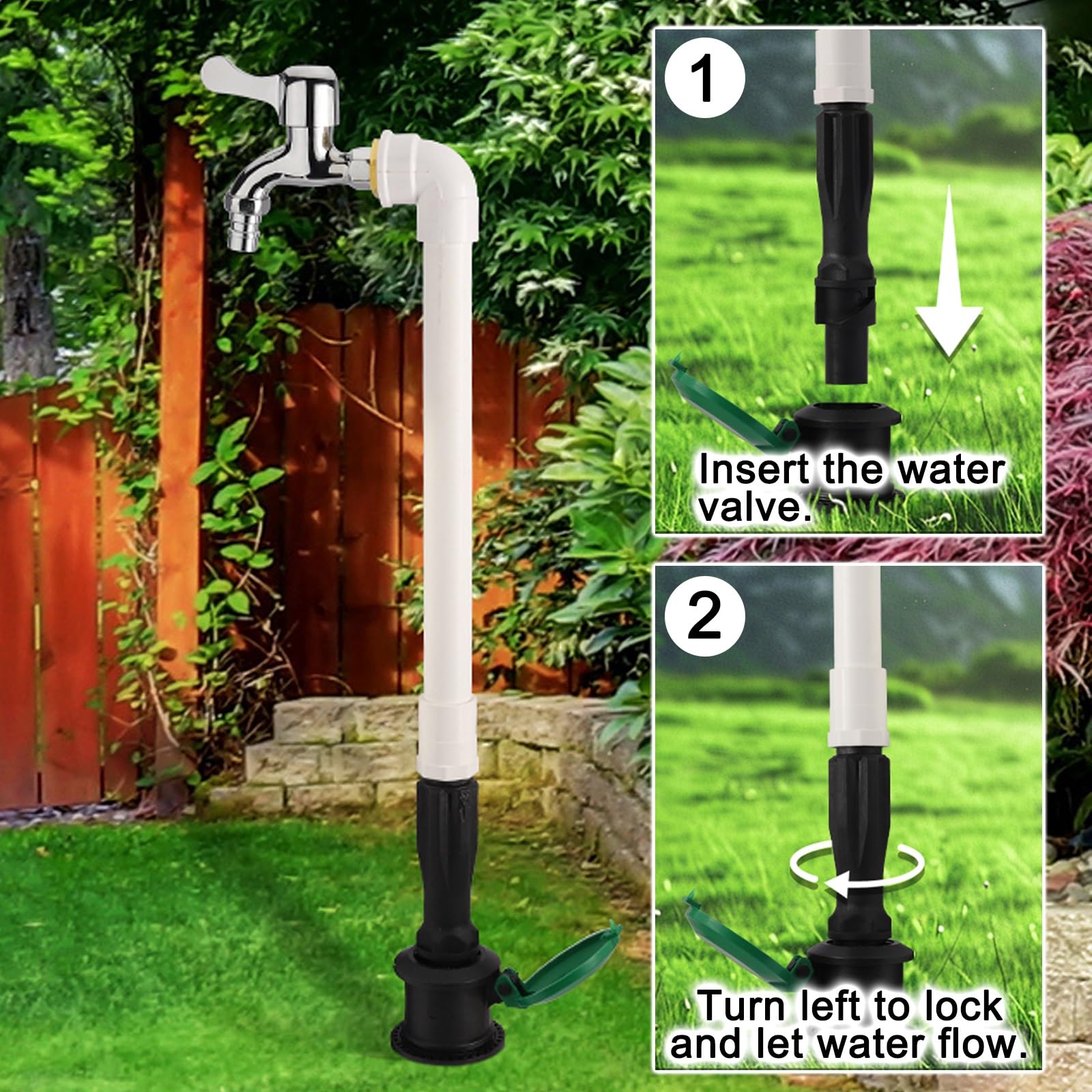 Supporto per tubo dell'acqua da esterno con beccuccio, per un rapido accesso all'irrigazione del giardino e al lavaggio dell'auto