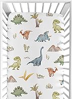 Vista 13 de Sweet Jojo Designs Acuarela Dinosaurio Dino Boy Sábana bajera para cuna para bebé, cuarto de bebé, habitación de recién nacido, portátil, paquete