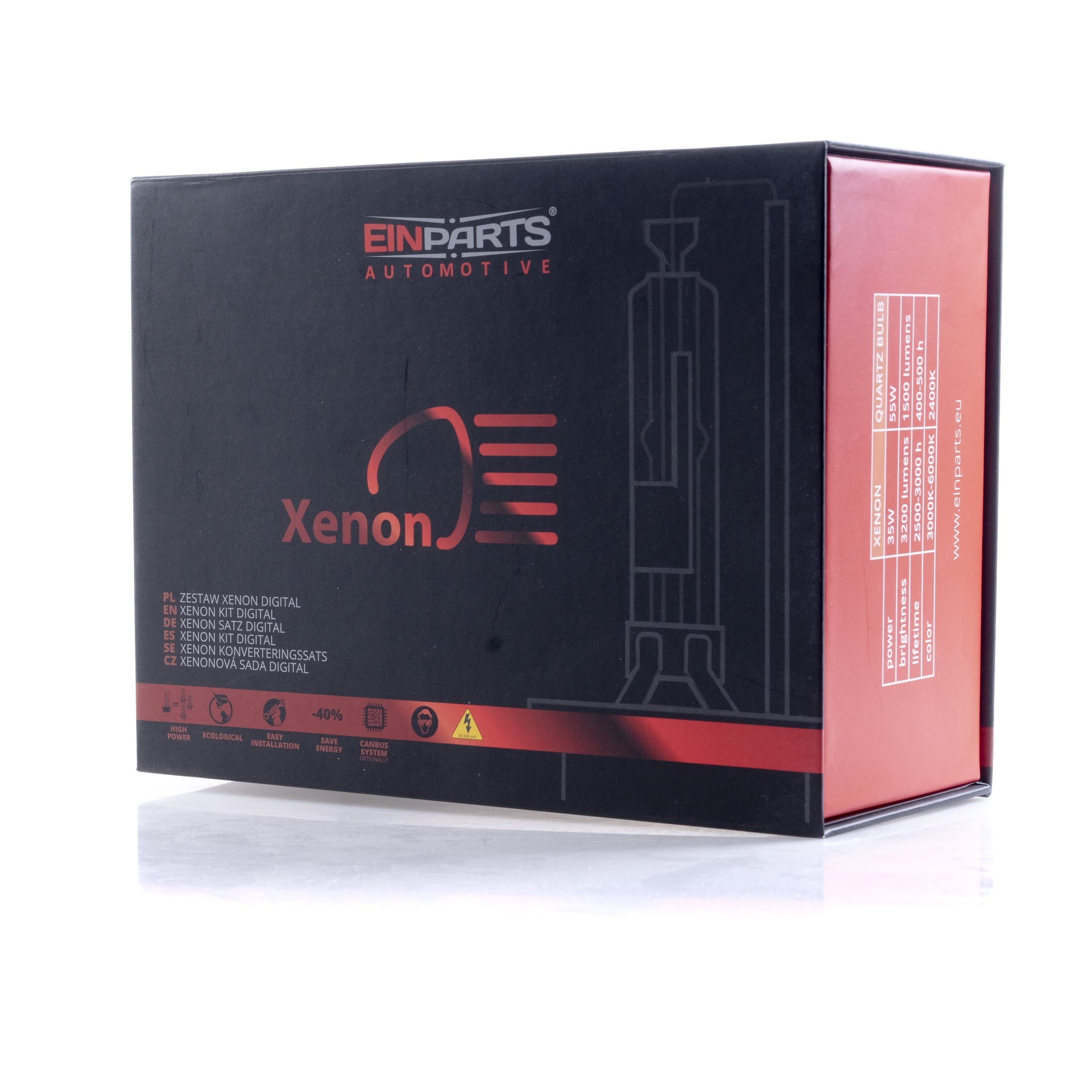 EinParts H7 35W Zestaw Xenon HID 5000K Canbus, Kompletny Zestaw 2x Przetwornica SLIM 12V 35W 2x Żarnik H7M