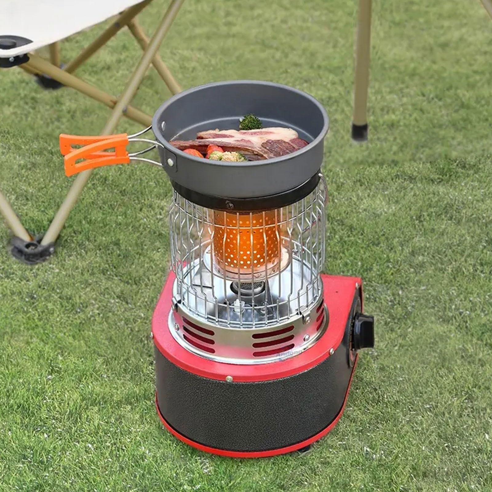 Przenośny Grzejnik I Kuchenka Na Propan 2 W 1 - Outdoor Camping Kuchenka Gazowa Namiot Kempingowy Grzejnik Do Wędkowania Pod Lodem Wędrówka Z Plecakiem Piesze Wycieczki Polowanie