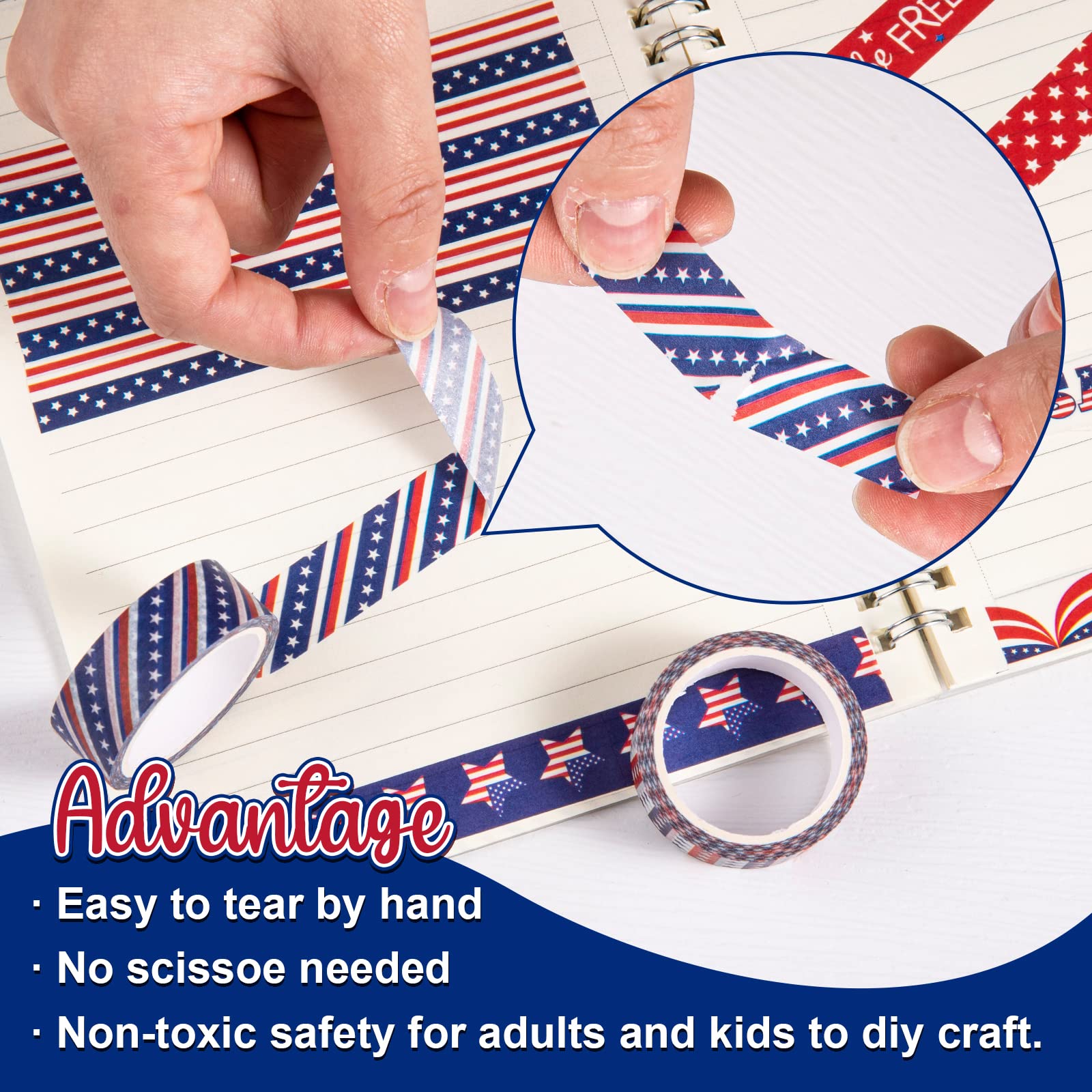 Amazon.com: Whaline 12 Rolls 4th of July Washi Tape Patriotic American Flag  Washi Masking Tape Red Blue White Stars Stripes Decorative Paper Stickers  for Independence Day Scrapbook Gift Wrapping DIY Art Crafts :