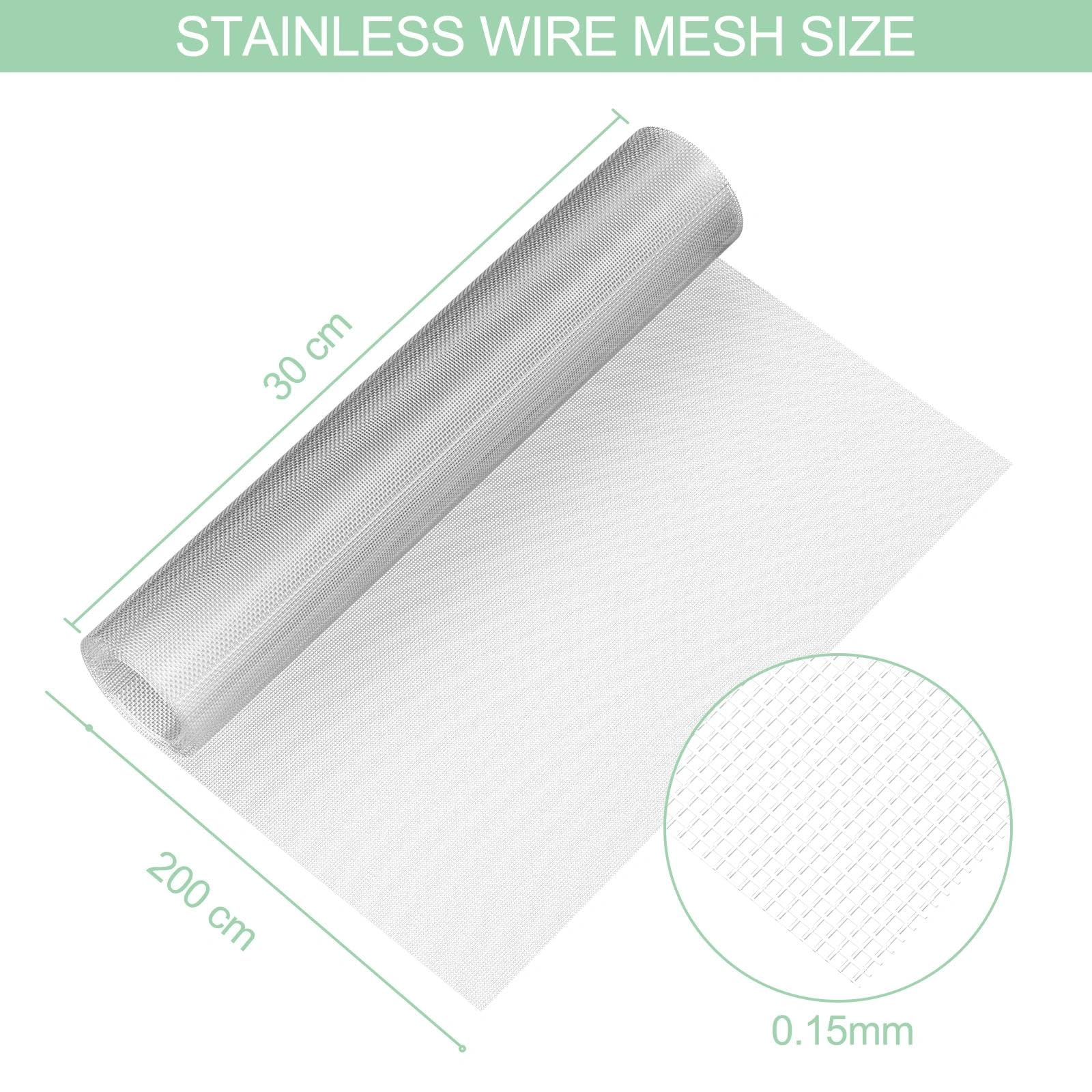 30×200cm Malla Metalica Fina, Tela Mosquitera Metalica, Rollo Malla Acero Inoxidable, Alambrada para Vallado, Rejilla Metalica, Wire Cloth, Vallas Metalicas, para Previene Ratones, Insectos — view 2