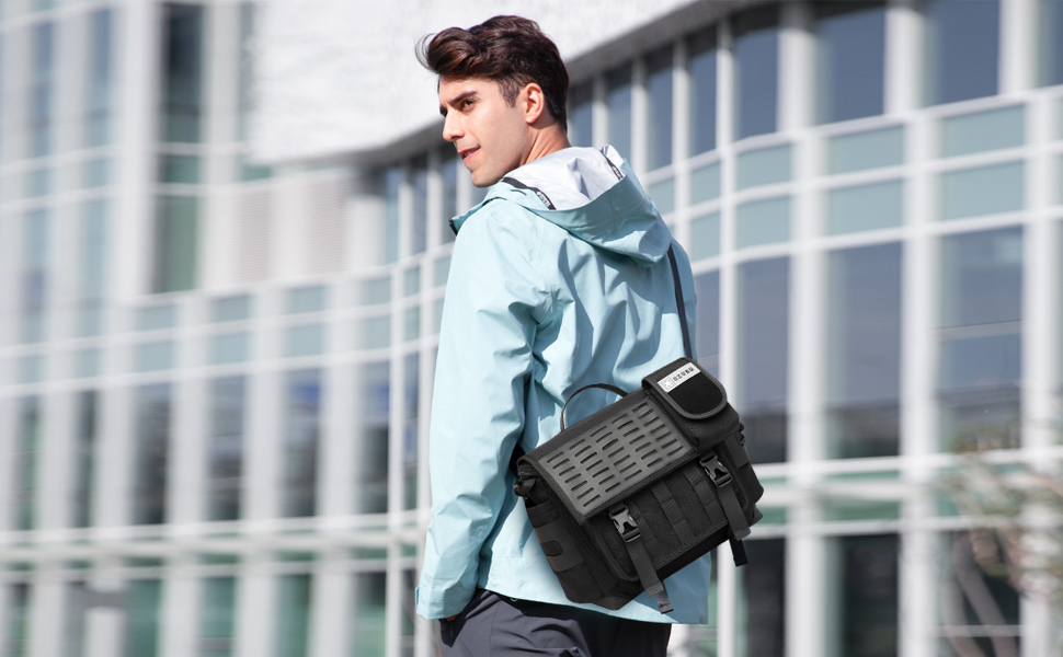 Sac Bandoulière Homme FANDARE Kaki - Sacoche Ordinateur 12.9" Multi-Poches Pour Travail Et Université