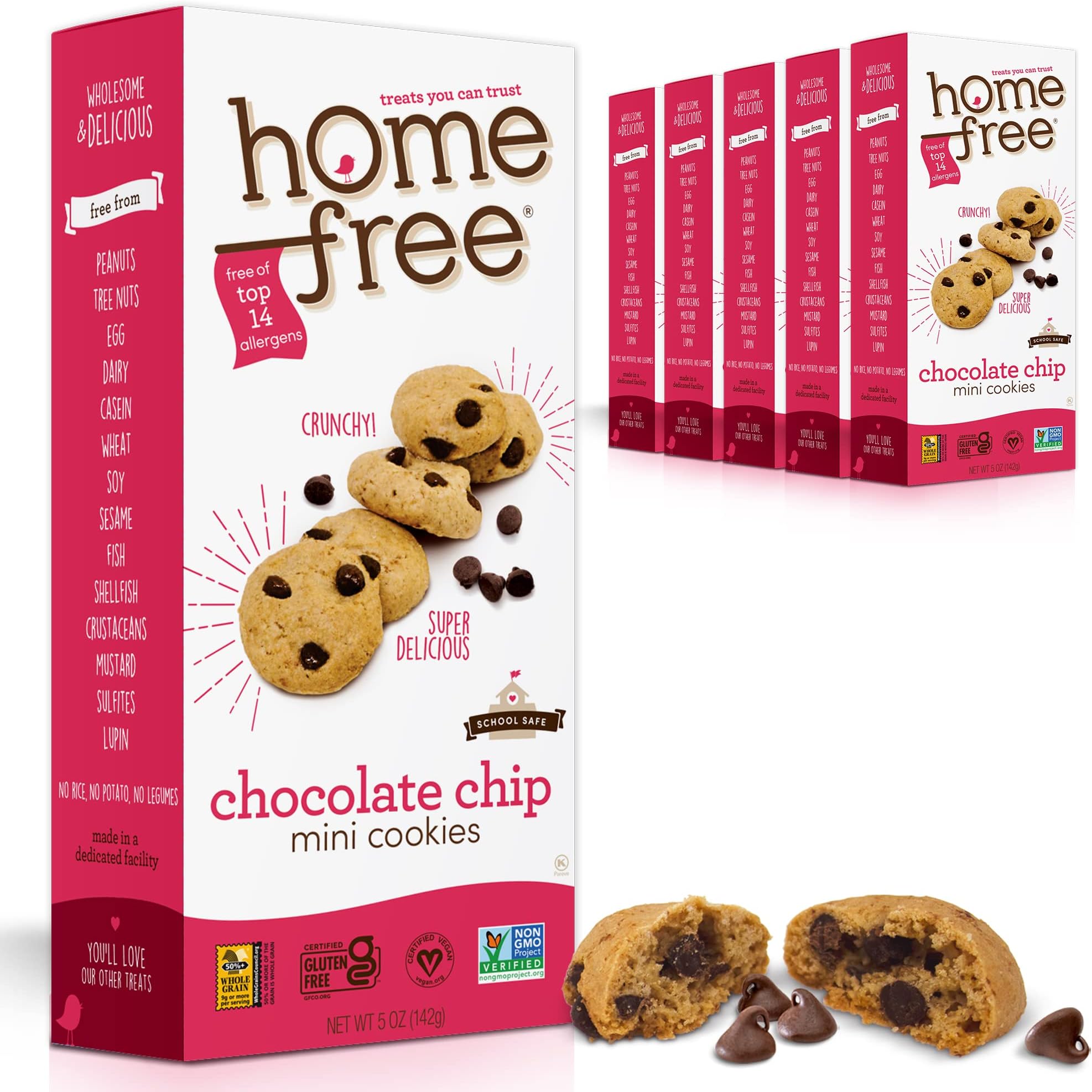 Treats You Can Trust Gluten Free Mini Cookies, Chocolate Chip, 5-Ounce (Pack of 6)