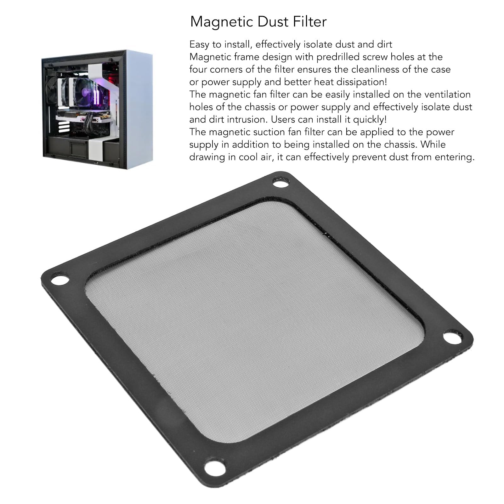 5 Pezzi 80x80mm Filtro Antipolvere per Ventola di Raffreddamento Computer, Telaio Magnetico Ventola PC Maglia Antipolvere Filtro di Raffreddamento PC, Filtro Ventola Copertura